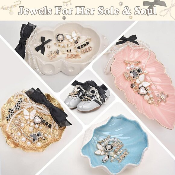 51 Pcs Shoe Charms Kit for Sneakers Socks Jewelry Glitter Clips Bling Gift